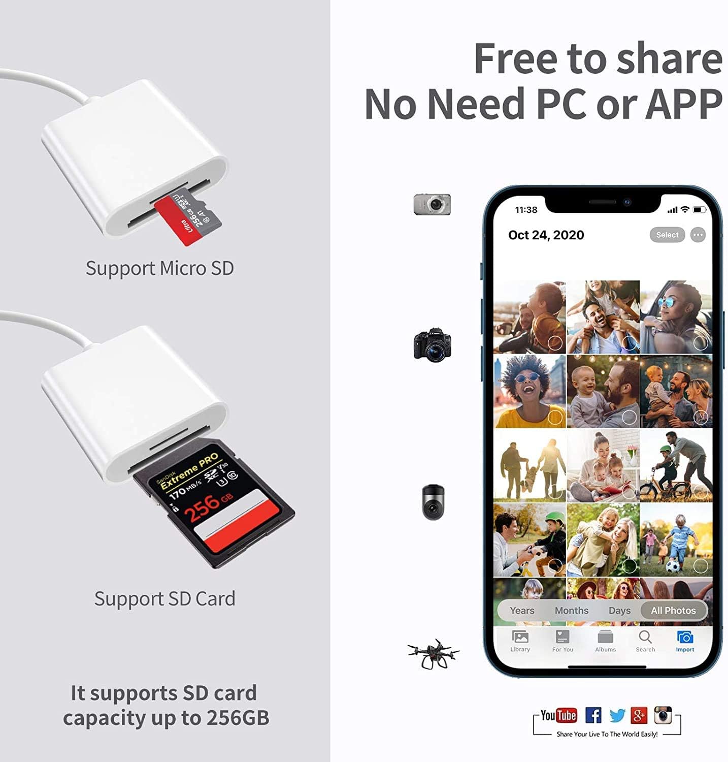 2 in 1 Lightning to SD Card Reader for iPhone - Image 5