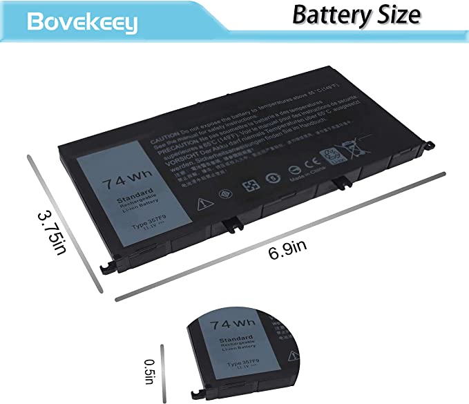 74Wh 357F9 71JF4 Laptop Battery Compatible with Dell Inspiron 15 - Image 3