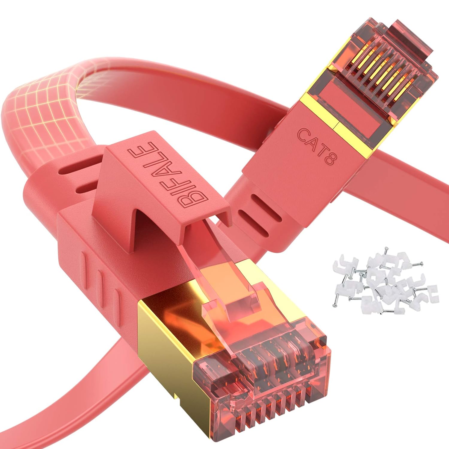 Cat8 Flat Ethernet Cable 40ft - High-Speed, Weatherproof, and 40Gbps - Image 4