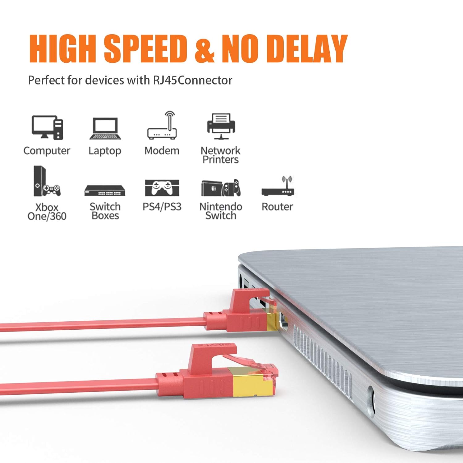 Cat8 Flat Ethernet Cable 40ft - High-Speed, Weatherproof, and 40Gbps - Image 2