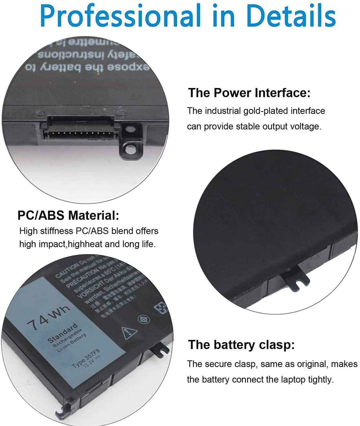 74Wh 357F9 71JF4 Laptop Battery Compatible with Dell Inspiron 15 - Image 5