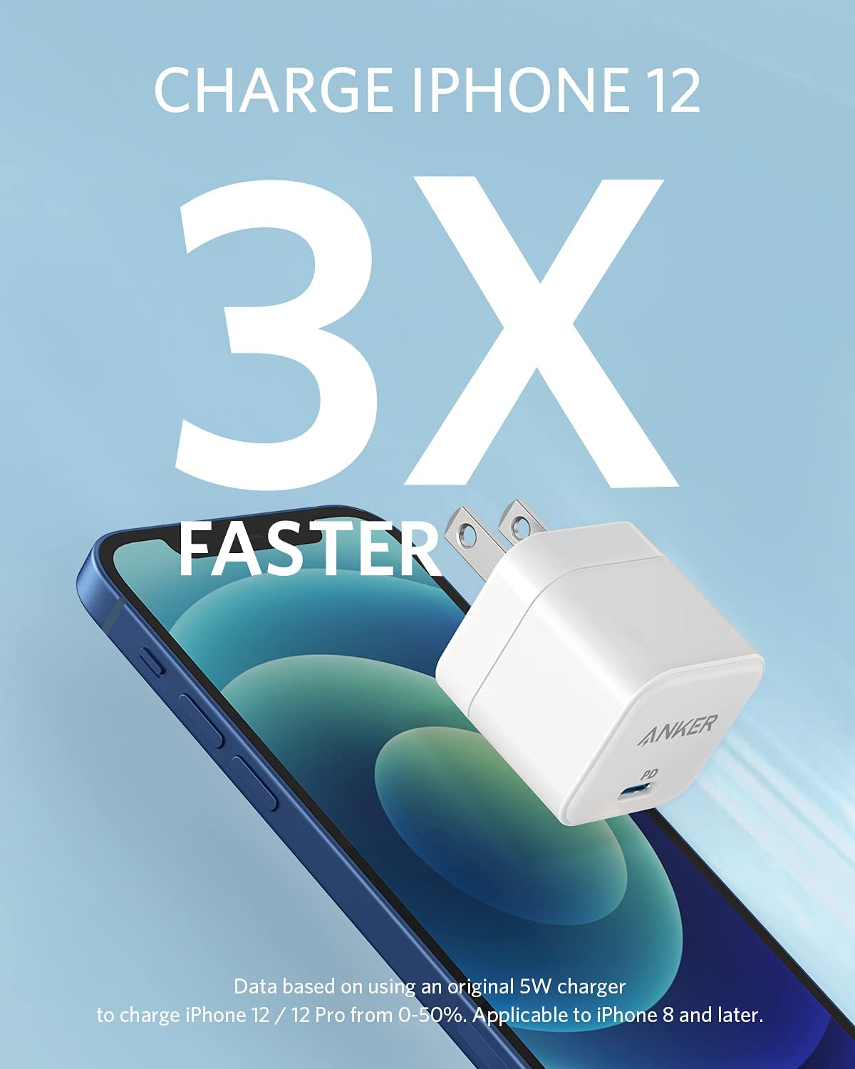 USB C Charger, Anker 20W Fast Charger with Foldable Plug, PowerPort III 20W - Image 2
