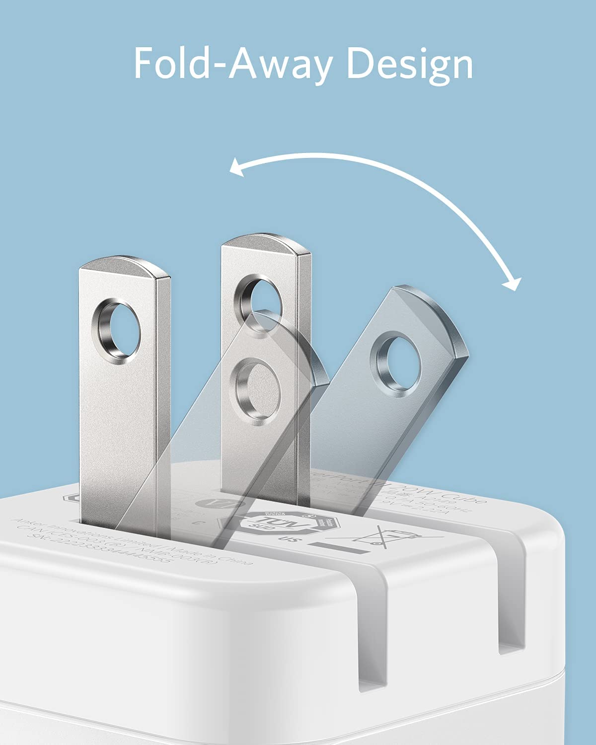 USB C Charger, Anker 20W Fast Charger with Foldable Plug, PowerPort III 20W - Image 3