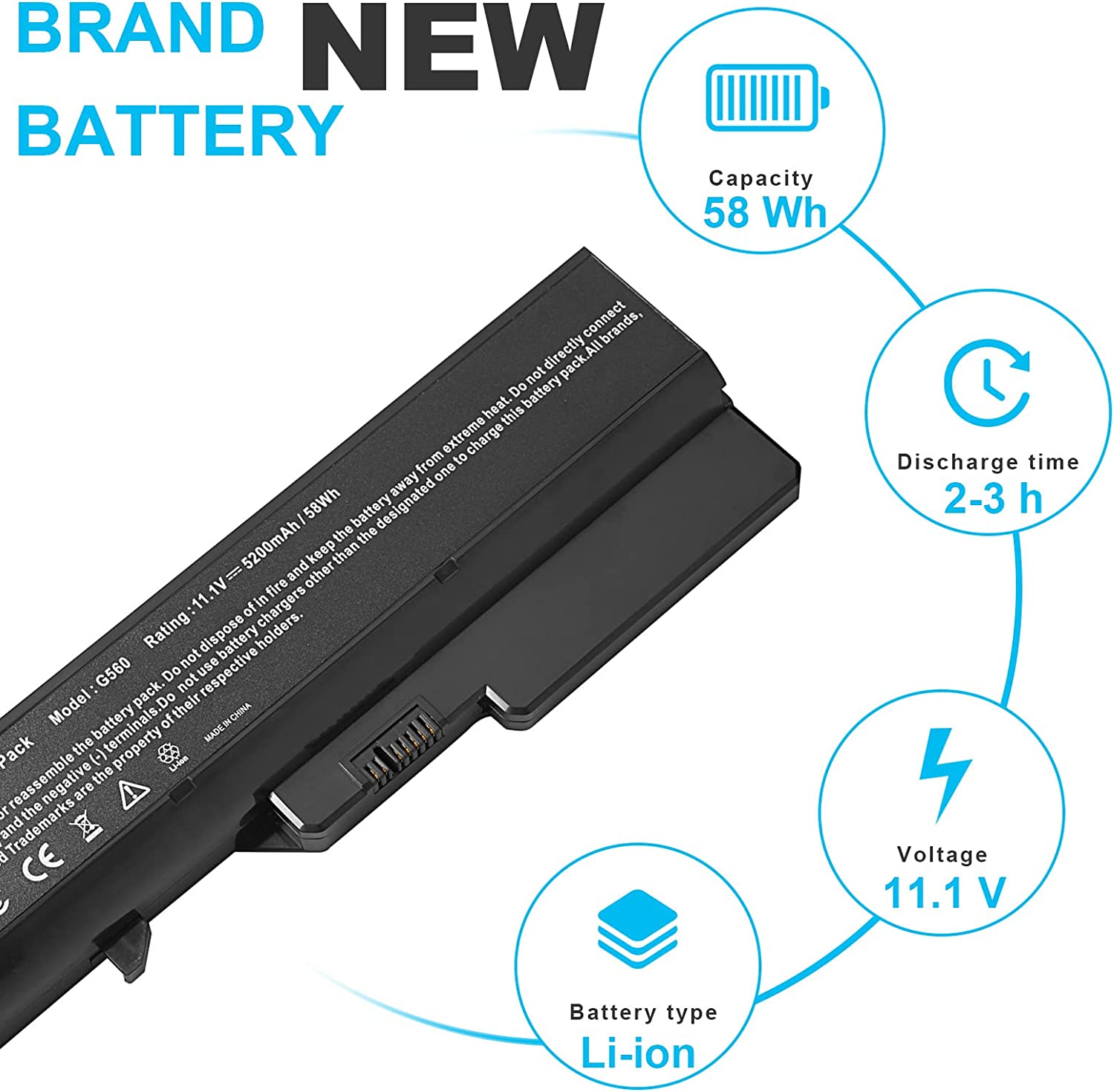 Battery for Lenovo IdeaPad G460 G565 - Image 4