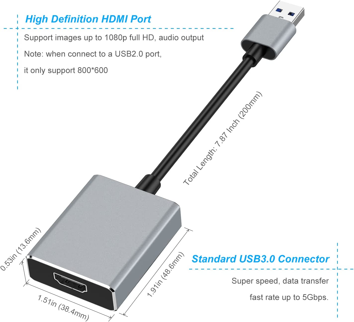 USB to HDMI Adapter: Effortless 1080P Video Conversion (Windows) - Image 2