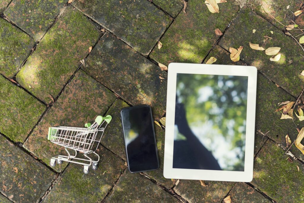 Online shopping by internet technology, modern business gadget.