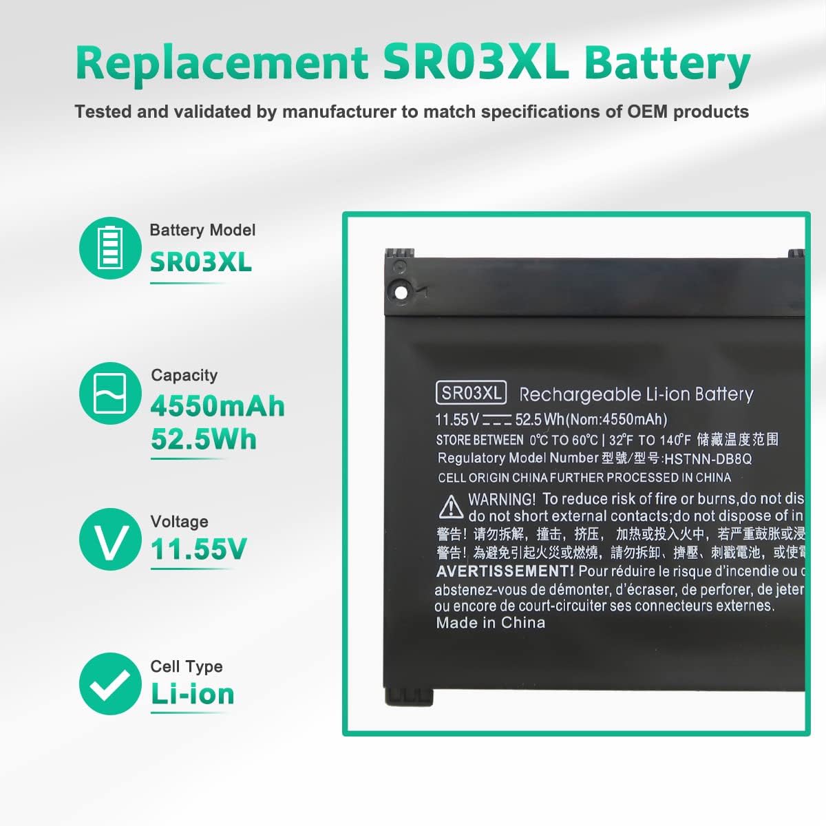 SR03XL L08855-856 L08855-855 Battery for HP Pavilion - Image 3