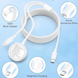 Apple Watch Charger USB C, Braided 2-in-1 iPhone/iWatch Wireless Magnetic Fast Charging Cable Cord 6FT and 20W USB-C Block for Apple Watch Series Ultra/SE/8/7/6/5/4/3/2, iPhone 14/13/12/11/XS/XR