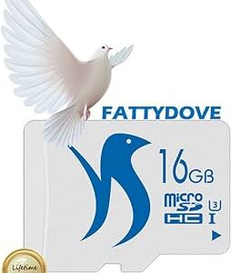 FATTYDOVE Micro SD Card 16GB microSDHC Memory Card High Speed Up to 80MB/s U3