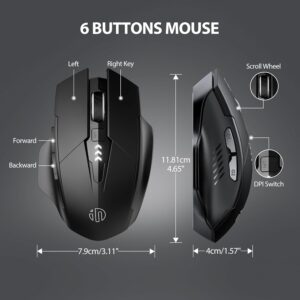 Inphic Rechargeable Wireless Mouse Multi-Device (Tri-Mode:BT 5.0/4.0+2.4Ghz)